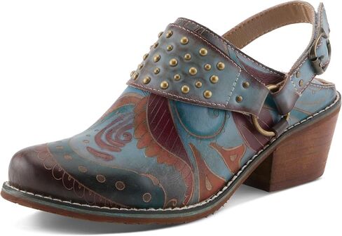 Spring Step L'Artiste Women's Daytona | Hand-painted leather upper with studded strap, adjustable buckle slingback, cushioned PU insole, and rubber outsole in Kuwait