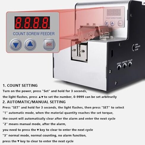 Adjustable Automatic Screw Feeder with Digital Display, 500cc Bin, 2 Screws/Second, for M1-M5 Screws, Efficient Fastening Solution for Professionals in Kuwait