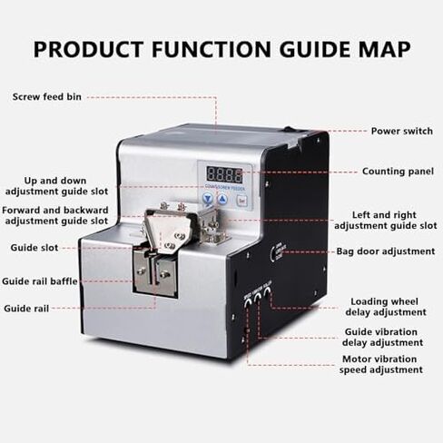 Adjustable Automatic Screw Feeder with Digital Display, 500cc Bin, 2 Screws/Second, for M1-M5 Screws, Efficient Fastening Solution for Professionals in Kuwait