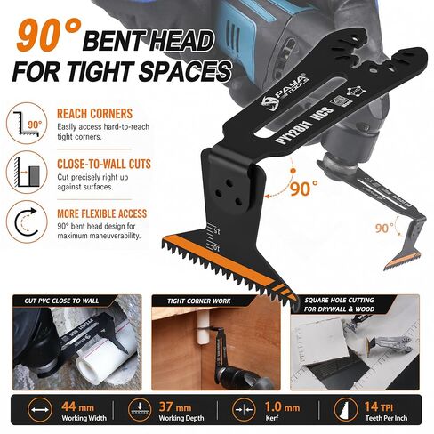 Universal Japanese-Tooth HCS 1-3/4" 90° Reach Oscillating Saw Blades [Patented Design],Power Oscillating Tool Blades,Multitool Blades for Narrow or Corner Cutting (3-Pack) in Kuwait