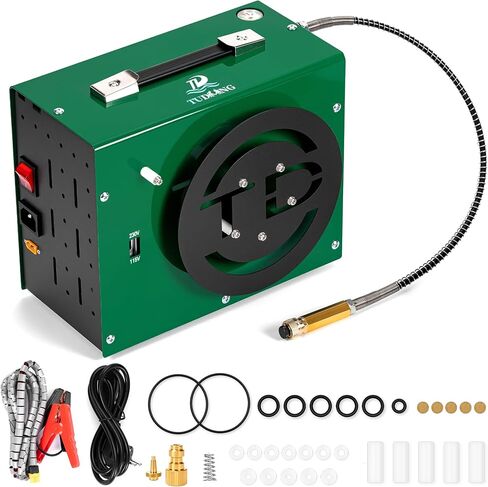 TUDIVING PCP Air Compressor,4500Psi/30Mpa HPA Compressor, Built-in Power Converter for 12V DC or 110V AC with Wire Spool Design,Water/Oil-Free for Pistol Paintball Scuba Tank Air Pump in Kuwait
