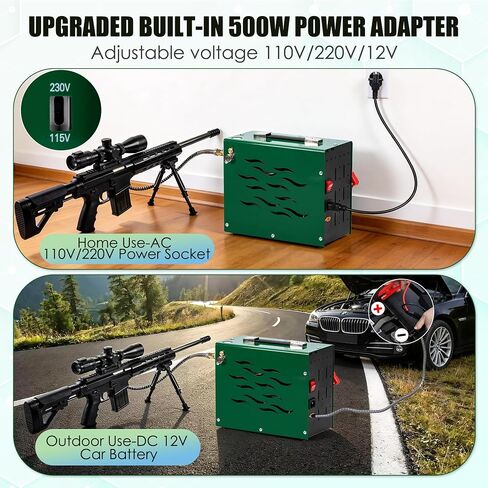 TUDIVING PCP Air Compressor,4500Psi/30Mpa HPA Compressor, Built-in Power Converter for 12V DC or 110V AC with Wire Spool Design,Water/Oil-Free for Pistol Paintball Scuba Tank Air Pump in Kuwait