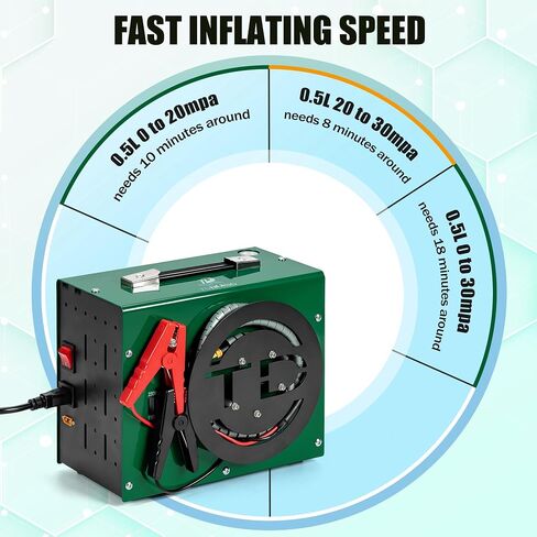TUDIVING PCP Air Compressor,4500Psi/30Mpa HPA Compressor, Built-in Power Converter for 12V DC or 110V AC with Wire Spool Design,Water/Oil-Free for Pistol Paintball Scuba Tank Air Pump in Kuwait