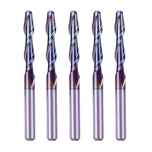 SpeTool 5-Piece Carbide Spiral Downcut CNC Router Bits Set, 1/8 Inch Cutting Dia 1/8 Inch Shank with TAC Coated End Mill Bit for Wood Carving Engraving Tool in Kuwait