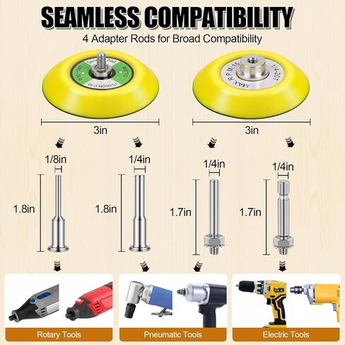 174Pcs 3 Inch Sanding Discs Drill Polishing Kit, 60-10000 Grit Set | Wet Dry Hook and Loop Sandpaper with Wool Sponge Buffing Pads, Drill Attachment for Headlight Restoration, Car Metal Wood in Kuwait