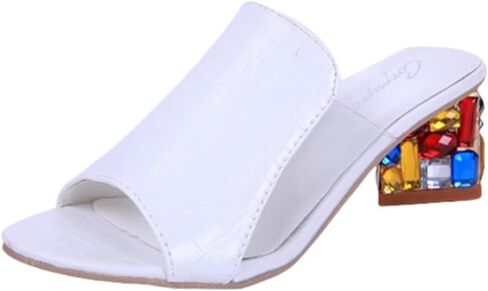 Women's summer sandals with fish-mouthed thick heels and large-sized colored diamond slippers in Kuwait