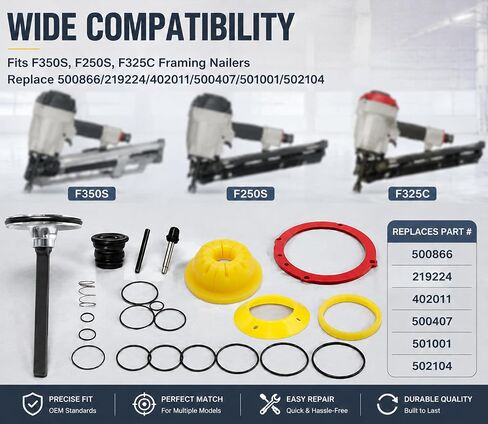 F350S O-Ring Rebuild Kit 500866 219224 402011 500407 501001 502104 ，Compatible with F350S F250S F325C Framing Nailers Replacement Parts Repair Parts，O-Ring Rebuild Kit in Kuwait
