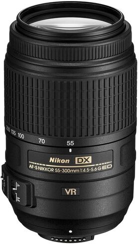 نيكون AF-S DX NIKKOR مقاس 55-300 ملم f/4.5-5.6G ED عدسة تكبير لتقليل الاهتزاز مع تركيز تلقائي لكاميرات نيكون DSLR in Kuwait