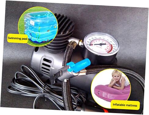 Housoutil 12v Psi Electric Air Compressor Pump Inflator for Car and Motorcycle Tires Fast Inflation Accurate Pressure Gauge Versatile for Sports and Inflatable Items Black in Kuwait