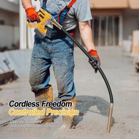 Cordless Concrete Vibrator Compatible with DeWalt 20V Battery (Tool Only), 600W Handheld Cement Vibrator with 3.8ft Shaft, 6000RPM High-Frequency Motor for Air Bubble Removal in Concrete Projects in Kuwait