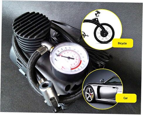 Housoutil 12v Psi Electric Air Compressor Pump Inflator for Car and Motorcycle Tires Fast Inflation Accurate Pressure Gauge Versatile for Sports and Inflatable Items Black in Kuwait
