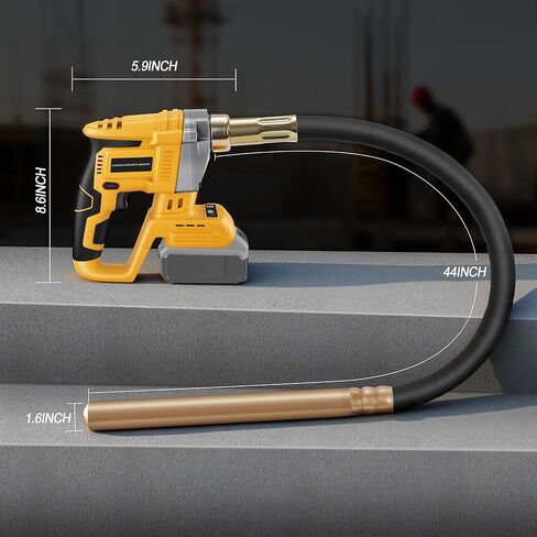 Cordless Concrete Vibrator Compatible with DeWalt 20V Battery (Tool Only), 600W Handheld Cement Vibrator with 3.8ft Shaft, 6000RPM High-Frequency Motor for Air Bubble Removal in Concrete Projects in Kuwait