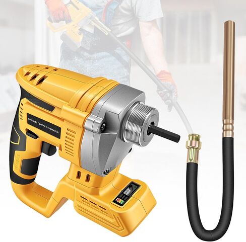 Cordless Concrete Vibrator Compatible with DeWalt 20V Battery (Tool Only), 600W Handheld Cement Vibrator with 3.8ft Shaft, 6000RPM High-Frequency Motor for Air Bubble Removal in Concrete Projects in Kuwait