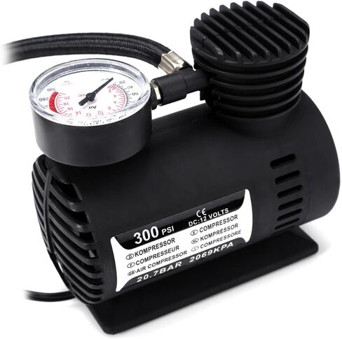 Housoutil 12v Psi Electric Air Compressor Pump Inflator for Car and Motorcycle Tires Fast Inflation Accurate Pressure Gauge Versatile for Sports and Inflatable Items Black in Kuwait