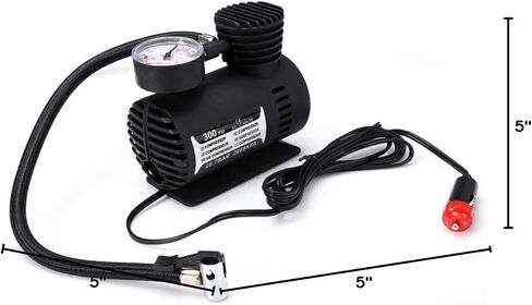 Housoutil 12v Psi Electric Air Compressor Pump Inflator for Car and Motorcycle Tires Fast Inflation Accurate Pressure Gauge Versatile for Sports and Inflatable Items Black in Kuwait