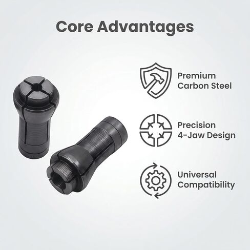 4Pcs 1/4" to 1/8" Collet Adapter Set for Die Grinder | 1/4" to 1/8" collet adapter set, 4pcs (2x 1/8" + 2x 1/4"), for die grinders & rotary tools, steel collets in Kuwait