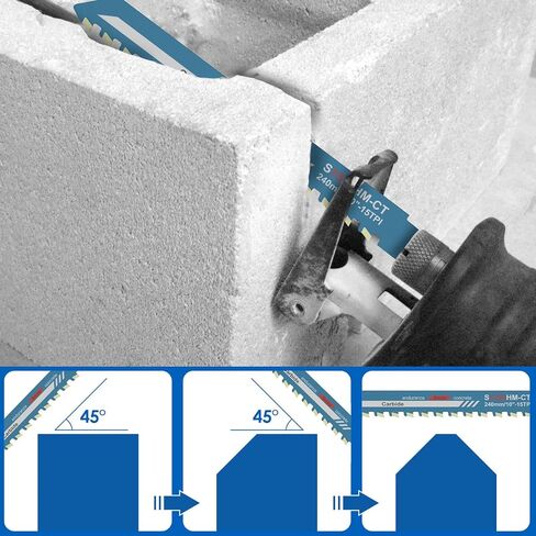 Reciprocating Saw Blade 10/12/18/20inch,Universal Cutting Recip Sabre Saw Blade Alloy Steel Brick Concrete,Masonry Cutting for Cement Composite Panels Bricks (10 inches) in Kuwait