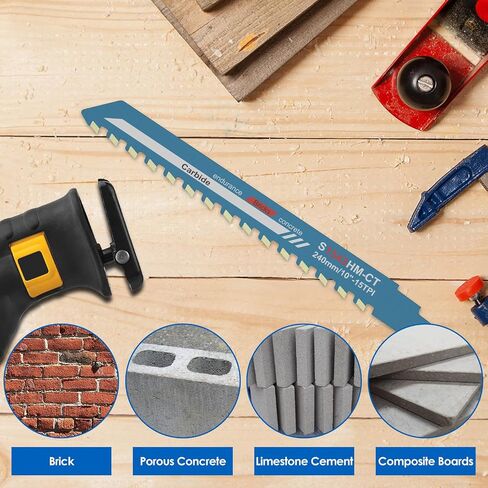 Reciprocating Saw Blade 10/12/18/20inch,Universal Cutting Recip Sabre Saw Blade Alloy Steel Brick Concrete,Masonry Cutting for Cement Composite Panels Bricks (10 inches) in Kuwait
