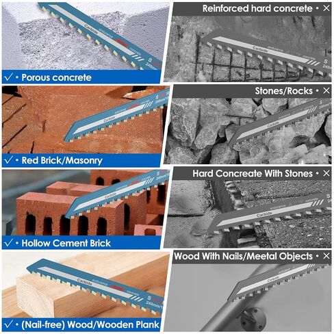 Reciprocating Saw Blade 10/12/18/20inch,Universal Cutting Recip Sabre Saw Blade Alloy Steel Brick Concrete,Masonry Cutting for Cement Composite Panels Bricks (10 inches) in Kuwait