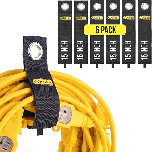 COLSEN Extension Cord Holder – Heavy Duty Garage Organization Storage Straps - Cable Keeper, Wire Holder, Outdoor, Rope Strap, Hose Hanger - For RV, Organizers, Garden - Assorted (6 Pack) in Kuwait