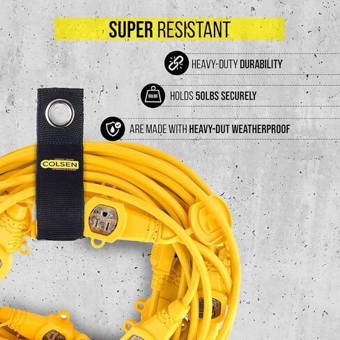 COLSEN Extension Cord Holder – Heavy Duty Garage Organization Storage Straps - Cable Keeper, Wire Holder, Outdoor, Rope Strap, Hose Hanger - For RV, Organizers, Garden - Assorted (6 Pack) in Kuwait
