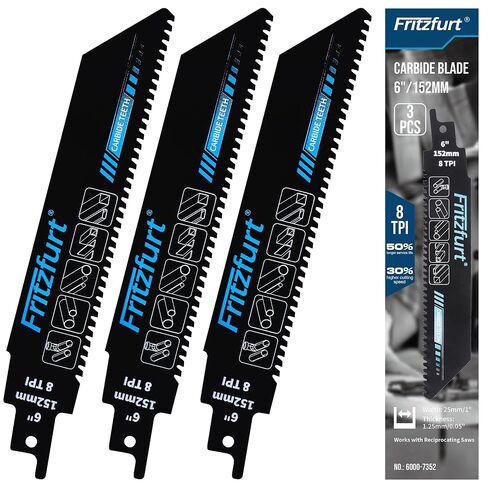 9-Inch (228mm) 3TPI Carbide Teeth Reciprocating Saw Blade Set (3-Pack) for Wood, Tree Trimming & Demolition | Universal 1/2" Shank for All Major Reciprocating Saws in Kuwait