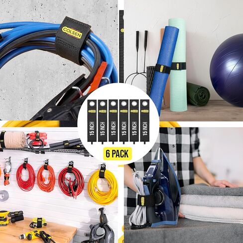 COLSEN Extension Cord Holder – Heavy Duty Garage Organization Storage Straps - Cable Keeper, Wire Holder, Outdoor, Rope Strap, Hose Hanger - For RV, Organizers, Garden - Assorted (6 Pack) in Kuwait