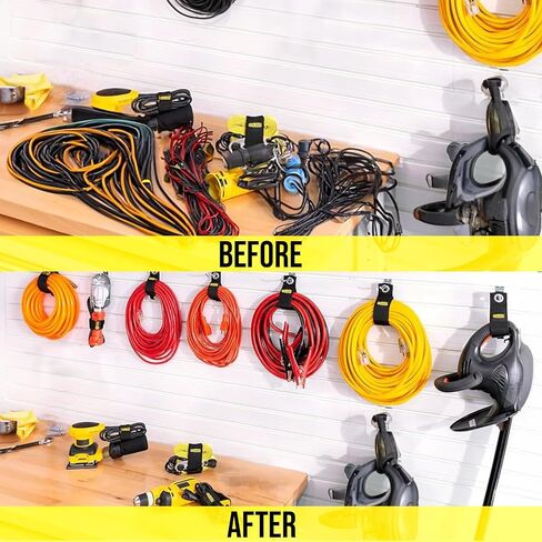 COLSEN Extension Cord Holder – Heavy Duty Garage Organization Storage Straps - Cable Keeper, Wire Holder, Outdoor, Rope Strap, Hose Hanger - For RV, Organizers, Garden - Assorted (6 Pack) in Kuwait