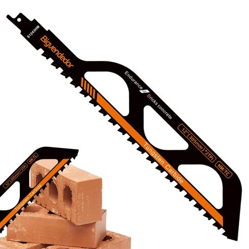 3Pcs Carbide Reciprocating Saw Blades 9/12/18", Fits DeWALT & Milwaukee | Tungsten carbide teeth cuts concrete, brick, cement block & stone, perfect for heavy masonry demolition jobs in Kuwait