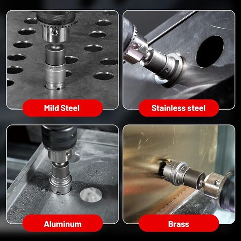 EZARC 9-Piece Quick Change Carbide Hole Saw Kit, 7/8"-2" Hole Cutters with Pilot Drills, Hex Key & Spring, Heavy Duty Tungsten Carbide Cutter Set for Stainless Steel & Sheet Metal in Kuwait