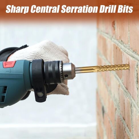 6 Pack Titanium Coated HSS Twist Drill Bit 3-8mm Serrated Side Cutting Drill Bit Hex Shank Serrated Cutting Bits Woodworking Tools for Wood Metal Plastic Hole in Kuwait