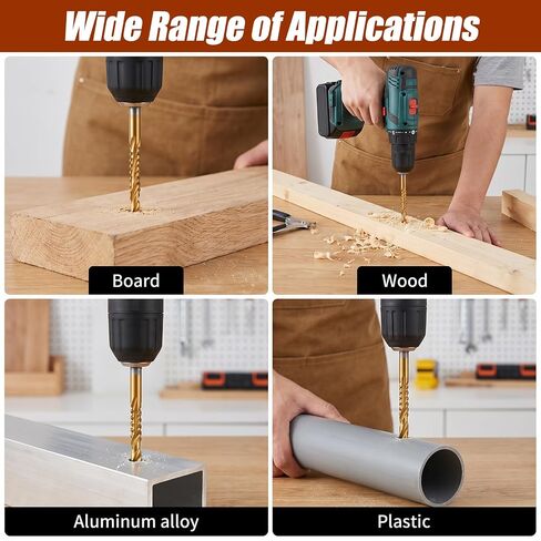 6 Pack Titanium Coated HSS Twist Drill Bit 3-8mm Serrated Side Cutting Drill Bit Hex Shank Serrated Cutting Bits Woodworking Tools for Wood Metal Plastic Hole in Kuwait