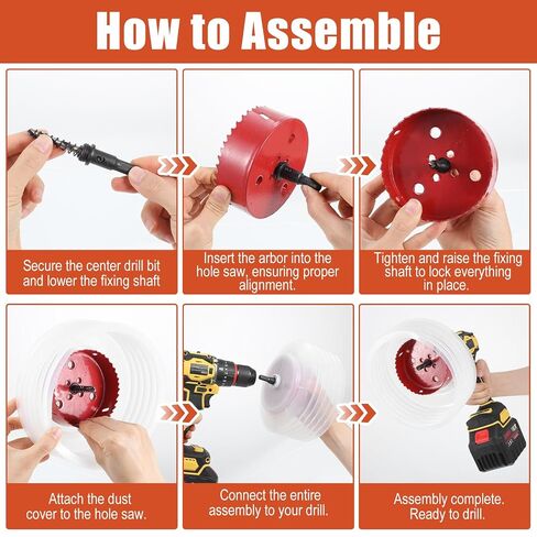 Hole Saw Kit 4 Inch & 6 Inchfor Recessed and Can Lights with Dust Bowl Bi-Metal Drill Hole Cutter for Wood Ceiling Plastic Metal and Drywall in Kuwait
