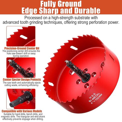 Hole Saw Kit 4 Inch & 6 Inchfor Recessed and Can Lights with Dust Bowl Bi-Metal Drill Hole Cutter for Wood Ceiling Plastic Metal and Drywall in Kuwait