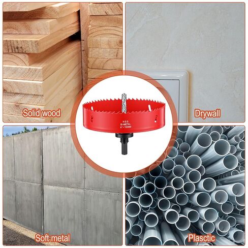 Hole Saw Kit 4 Inch & 6 Inchfor Recessed and Can Lights with Dust Bowl Bi-Metal Drill Hole Cutter for Wood Ceiling Plastic Metal and Drywall in Kuwait