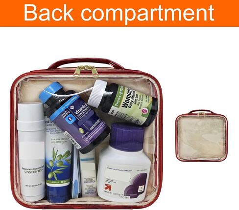 Medium Travel Pill Bottle Organizer, Clear Medicine Bag, 2 Zipper Compartments with Divider and Mesh Pockets, Easy View of Medications, Medical Supplies, and Toiletries, Soft PVC - Black in Saudi Arabia