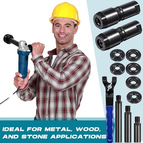 Lounsweer 12 Pcs Angle Grinder Extension Shaft Attachments Kits,3mm & 6mm Angle Die Grinder Collet Chuck Adapter (5/8"-11 Thread) Extension Rods (5.5"/4"/3") Flange Nut Set with Spanner Wrench (Blue) in Kuwait