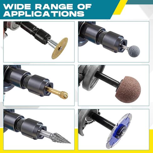 Lounsweer 12 Pcs Angle Grinder Extension Shaft Attachments Kits,3mm & 6mm Angle Die Grinder Collet Chuck Adapter (5/8"-11 Thread) Extension Rods (5.5"/4"/3") Flange Nut Set with Spanner Wrench (Blue) in Kuwait