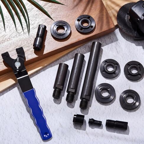 Lounsweer 12 Pcs Angle Grinder Extension Shaft Attachments Kits,3mm & 6mm Angle Die Grinder Collet Chuck Adapter (5/8"-11 Thread) Extension Rods (5.5"/4"/3") Flange Nut Set with Spanner Wrench (Blue) in Kuwait