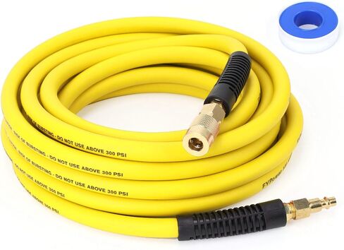 Hybrid Air Compressor Hose 3/8 in x 25 ft, Heavy Duty, Lightweight, Flexible and Kink Resistant Compressor Hose with 1/4" Industrial Brass Fittings, Orange in Kuwait