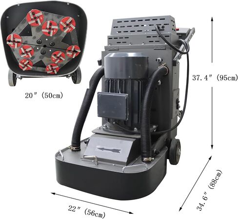 Concrete Floor Grinder Machine Cement Ground Grinder with 9 Grinding Disc 40L Vacuum Dust Collector Expoxy Floor Grinding Polishing Machine 220V 7.5kw Two Fans in Kuwait