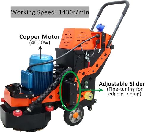 TECHTONGDA 6-Head Electric Concrete Floor Grinder & Polisher 16.14" Grinding Width with 30L Dust Bucket for Home Renovation Remodeling Garages Factories Epoxy Floor 220V in Kuwait