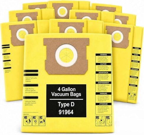 6 Pack 91964 Type D Vacuum Bags Replacement Compatible with Shop-Vac 4 Gallon Wet/Dry Vacuums, Fits 9196400 9196433 All Around Plus FloorMaster, High Efficiency Dust Collection Bag in Kuwait
