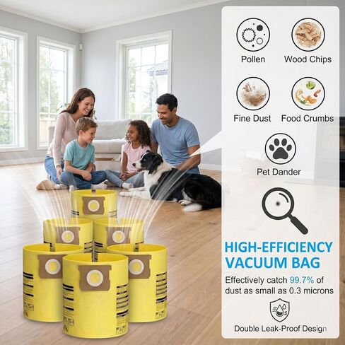 6 Pack 91964 Type D Vacuum Bags Replacement Compatible with Shop-Vac 4 Gallon Wet/Dry Vacuums, Fits 9196400 9196433 All Around Plus FloorMaster, High Efficiency Dust Collection Bag in Kuwait
