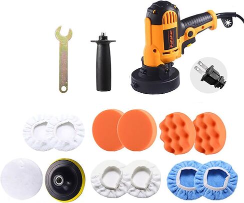 Buffer Polisher - 110V 700W Car Buffer Polisher Adjustable Speed Lower Noise For Car Polishing,Floor waxing, Metal Rust Removal, Furniture Waxing, Jade Polishing,Equipped with Polishers Kit in Kuwait