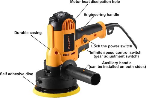 Buffer Polisher - 110V 700W Car Buffer Polisher Adjustable Speed Lower Noise For Car Polishing,Floor waxing, Metal Rust Removal, Furniture Waxing, Jade Polishing,Equipped with Polishers Kit in Kuwait