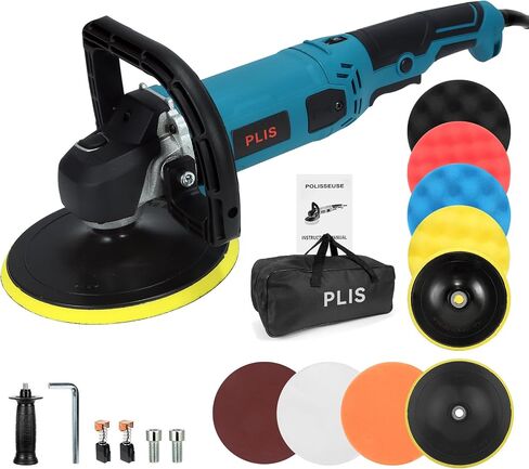 Buffer Polisher,Car Polisher Kit, 6 Inch/7 Inch 1300W 6 Variable Speed 600-3000 RPM, for Car Polishing, Buffing, Waxing in Kuwait