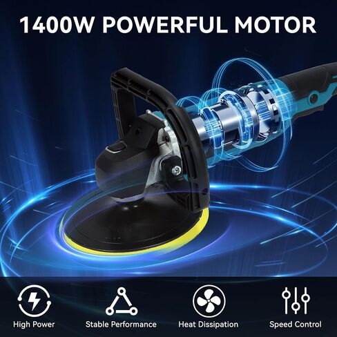 Buffer Polisher,Car Polisher Kit, 6 Inch/7 Inch 1300W 6 Variable Speed 600-3000 RPM, for Car Polishing, Buffing, Waxing in Kuwait