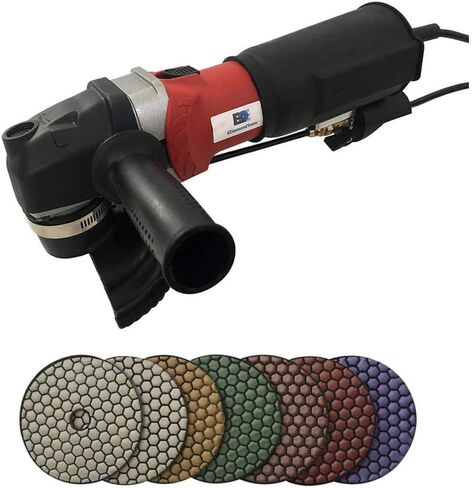 5" Variable Speed Wet Polisher with 4.5" Wet Polishing Pad Set (50-3000 Grit) and Rubber Backer in Kuwait