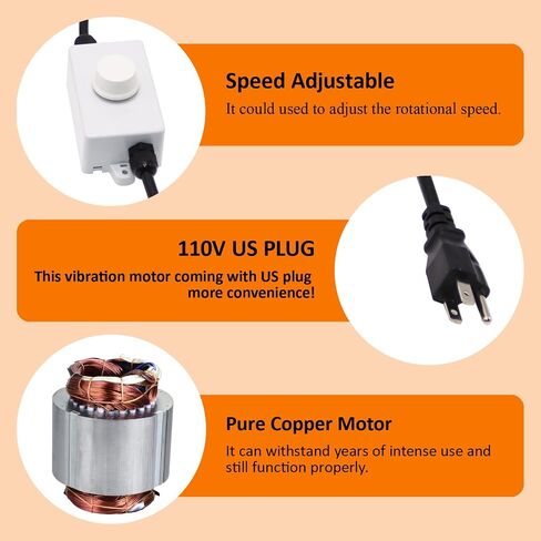 60W Concrete Vibrator Vibration Motor, US Plug AC 110V 3600rpm Speed Adjustable Aluminum Alloy Case Concrete Vibrating Motor for Shaker Table, Concrete Vibrator Motor in Kuwait